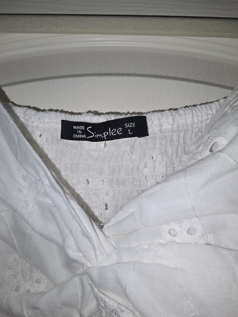 Simple White Eyelet Ruffle Dress - Picture 2 of 3